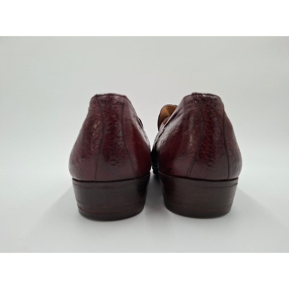 Mauri Mens Ostrich Leather Loafers Size 8.5 9 Burgundy Exotic Skin Vintage Italy - Picture 8 of 9